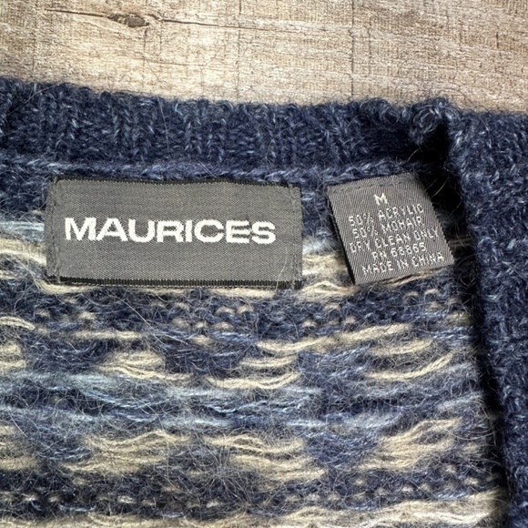 Vintage Maurices Mohair Blend V-Neck Button Cardigan Blue Gray Women's M - Picture 10 of 11